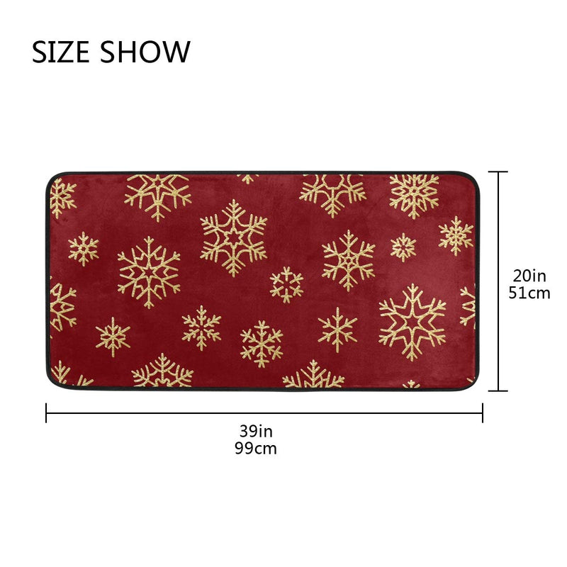  [AUSTRALIA] - susiyo Anti fatigue Kitchen Mat Christmas Golden Snowflakes Red Kitchen Floor Mat Non Slip Kitchen Rugs Cushioned Comfort Standing Mat Area Rugs Indoor Outdoor Entry Rug Floor Carpet for Home 39x20 in