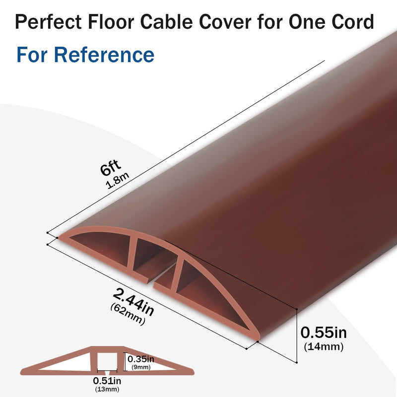  [AUSTRALIA] - Cord Cover Floor,Floor Cord Cover 6ft,Self-Adhesive Floor Cable Cover,Ideal Floor Wire Cover for Home, Office or Other Outdoor Surroundings,Prevent Cable Trips & Protect Wires-Brown Brown