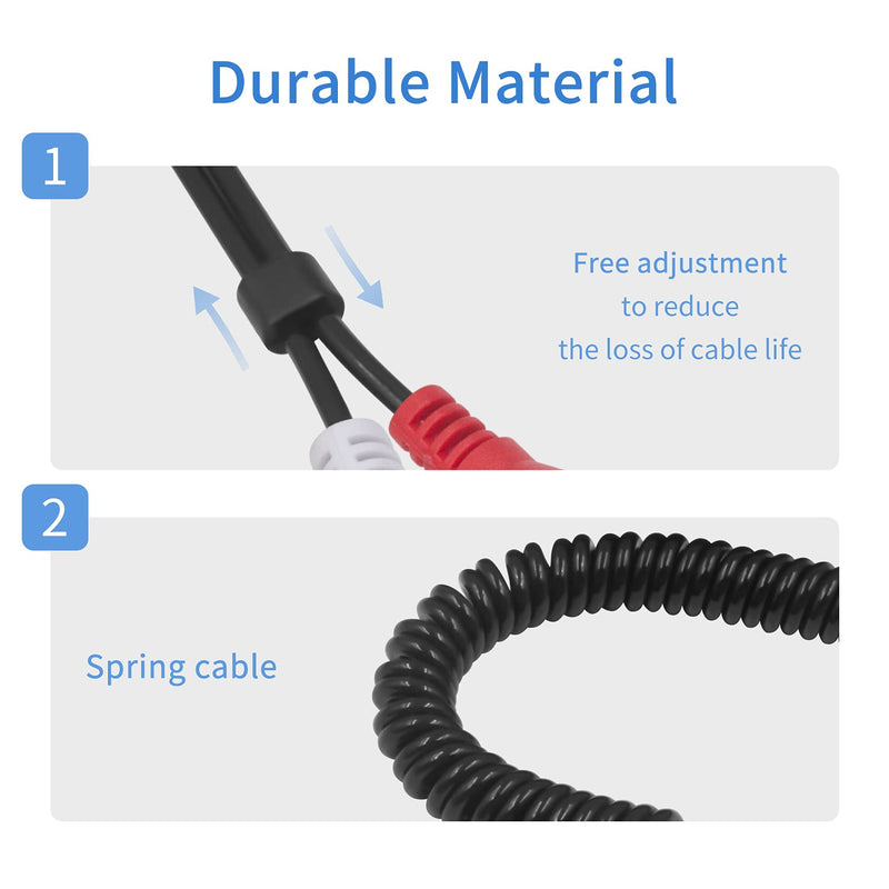  [AUSTRALIA] - Poyiccot RCA to 1/4 Female Adapter Cable, Coild Spring 6.35mm to RCA Adapter, 1/4 inch TRS Stereo Jack Female to 2 RCA Male Plug Y Splitter Extension Cable, Quarter Inch to 2RCA Cord, 2.6ft