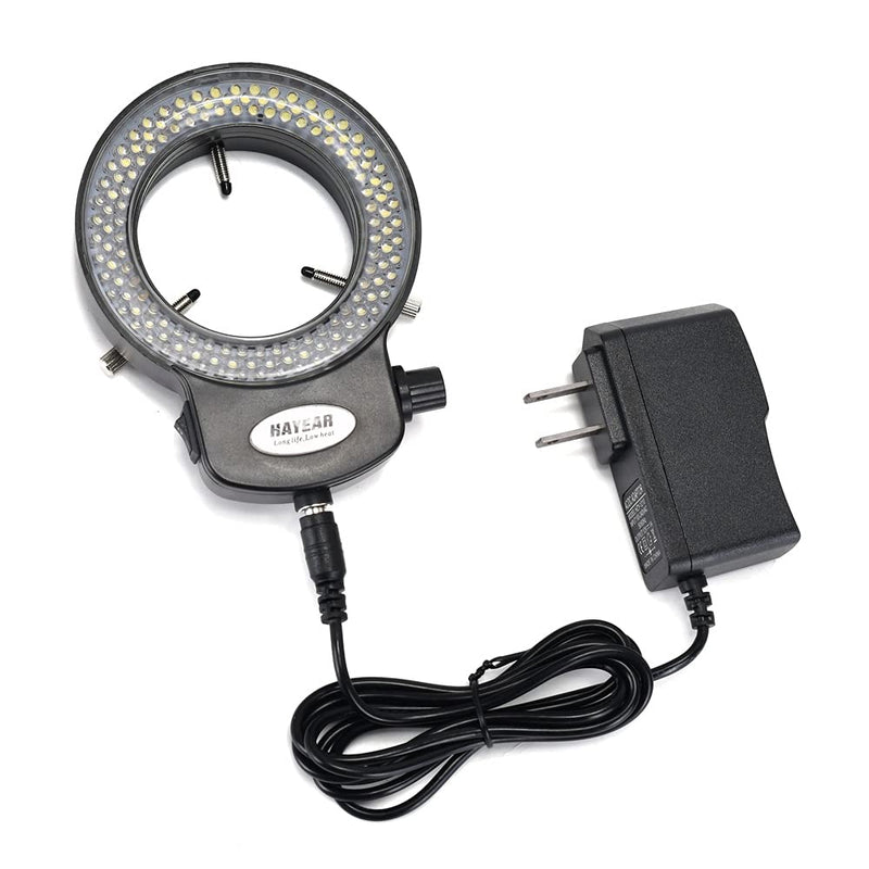  [AUSTRALIA] - Black 144 LED Bulb Microscope Ring Light Illuminator Adjustable Bright Lamp + Adapter