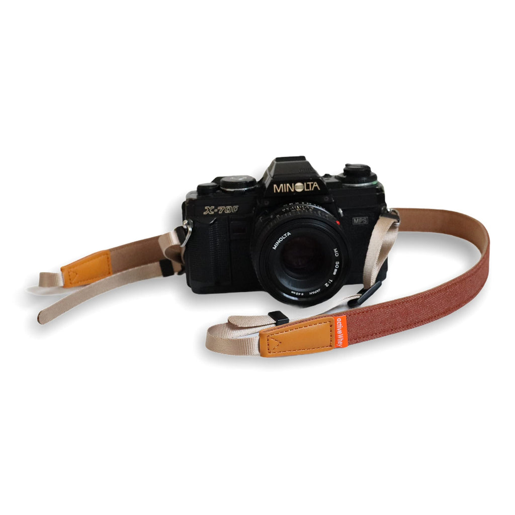  [AUSTRALIA] - Activewhey Adjustable Denim Camera Strap for All DSLR/Mirrorless/Men/Women/Canon/Nikon/Sony/Fuji, Denim Soft Universal with Quick Release (0.8" W, Caramel) 0.8" W