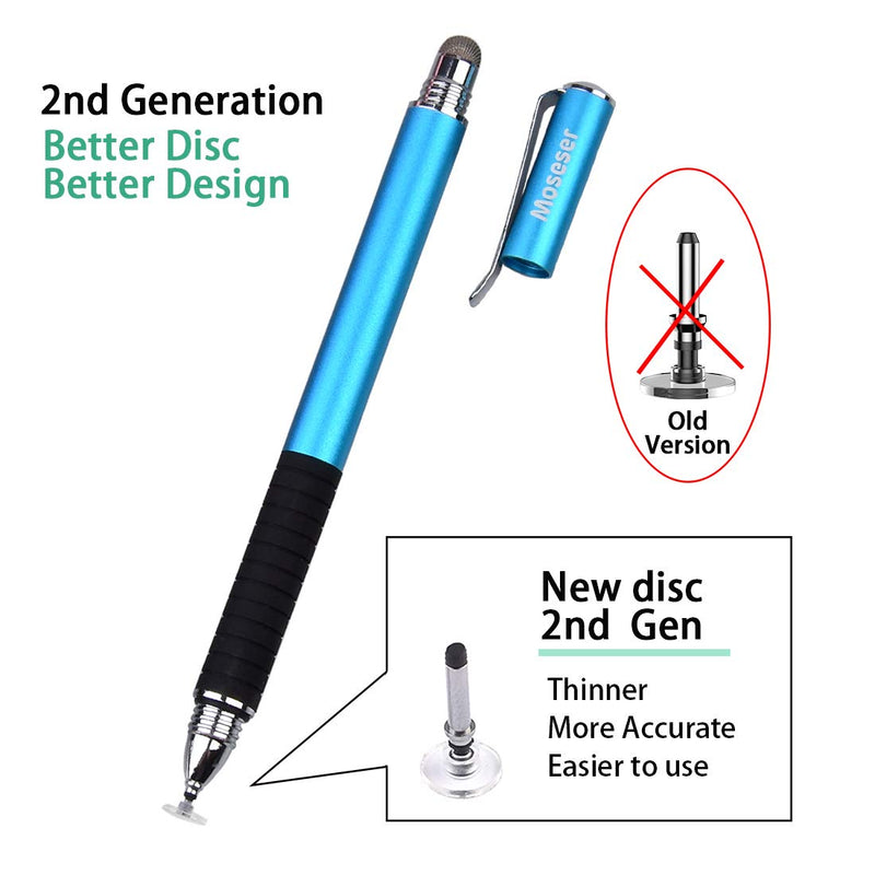 Stylus pens for Touch Screens,Universal Stylus,[2-in-1] 2021 Updated Touch Screen Pens for All Touch Screens Cell Phones, Tablets, Laptops with 6 Replacement Tips(4 DiscsTips, 2 Fiber Tips) Black/Blue - LeoForward Australia
