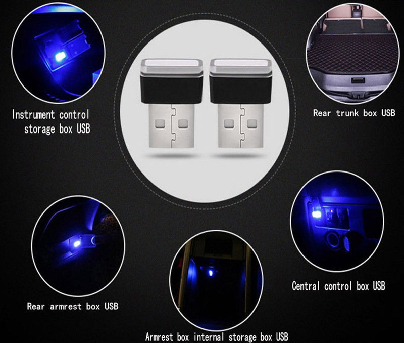 iJDMTOY Ultra Blue USB Plug-in Miniature LED Car Interior Ambient Accent Lighting Kit - LeoForward Australia