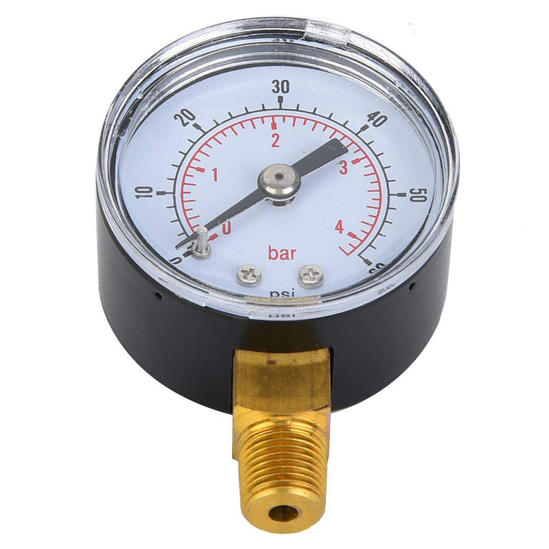  [AUSTRALIA] - Mechanical Pressure Gauge Pressure Gauge Measuring Tool 1/8inch BSPT Base Connection for Air Oil Water Measurement (0-60psi, 0-4bar)