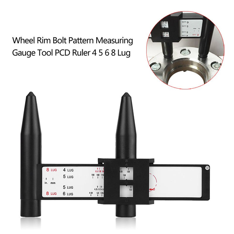 Suuonee Wheel Rim Gauge, Car Wheel Rim Bolt Pattern Sliding Measuring Gauge Tool PCD Ruler 4 5 6 8 Lug - LeoForward Australia