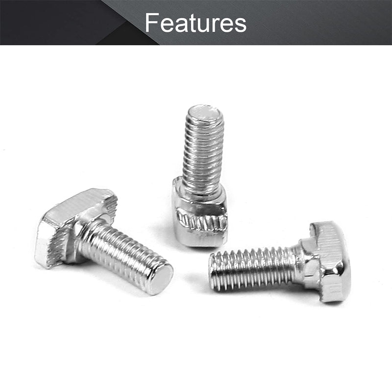  [AUSTRALIA] - MroMax M6-1x16mm T Slot Bolts Carbon Steel Drop-in Stud Sliding Screw Bolt Metric Hammer Head Bolt for European Standard 30 Series Aluminum Extrusions Silver 20Pcs