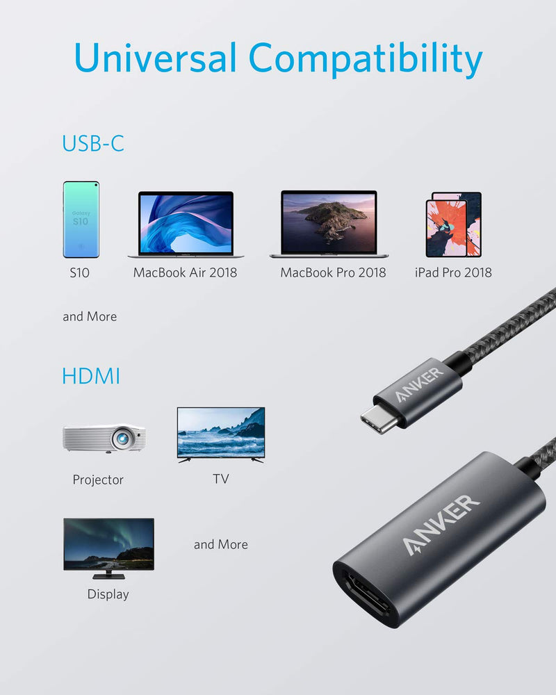  [AUSTRALIA] - Anker USB C to HDMI Adapter (4K@60Hz), 310 USB-C Adapter Aluminum, Portable , for MacBook Pro, Air, iPad Pro, Pixelbook, XPS, Galaxy, and More