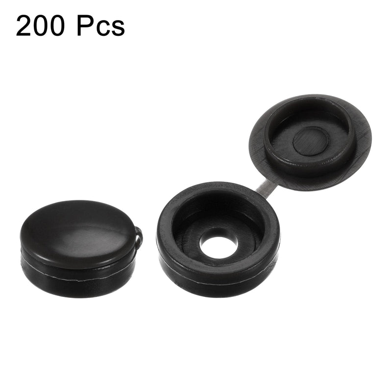  [AUSTRALIA] - uxcell Hinged Screw Cover Caps, 4mm Hole Dia PP Plastic Screw Snap Covers Black 200pcs