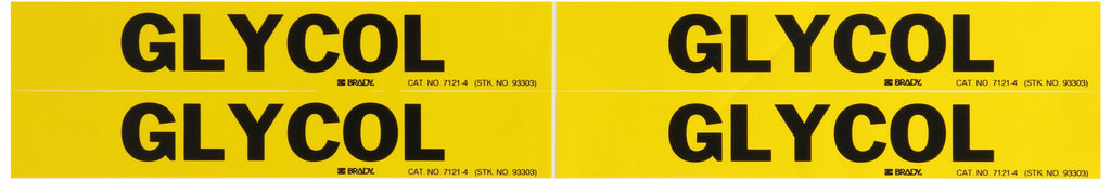  [AUSTRALIA] - Brady 7121-4 Self-Sticking Vinyl Pipe Marker, B-946, 1 1/8" Height X 7" Width, Black On Yellow Pressure Sensitive Vinyl, Legend "Glycol"