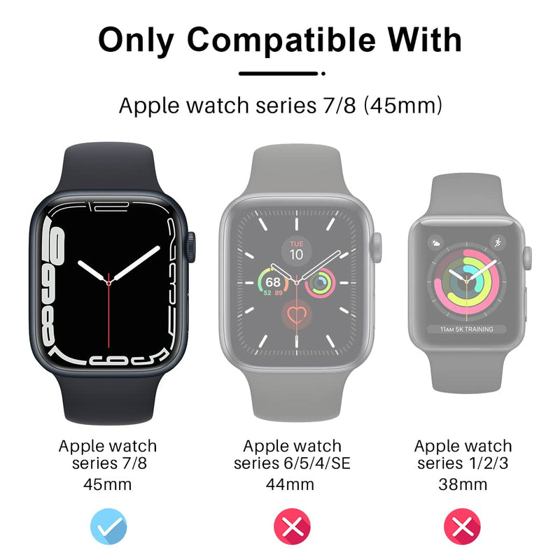  [AUSTRALIA] - TAURI 2 Pack Hard Case Designed for Apple Watch Series 8/7 45mm, Built-in 9H Tempered Glass Screen Protector, [Full Protection] [Touch Sensitive] Slim Bumper [HD Clear] Cover for iWatch 45mm-Black Black