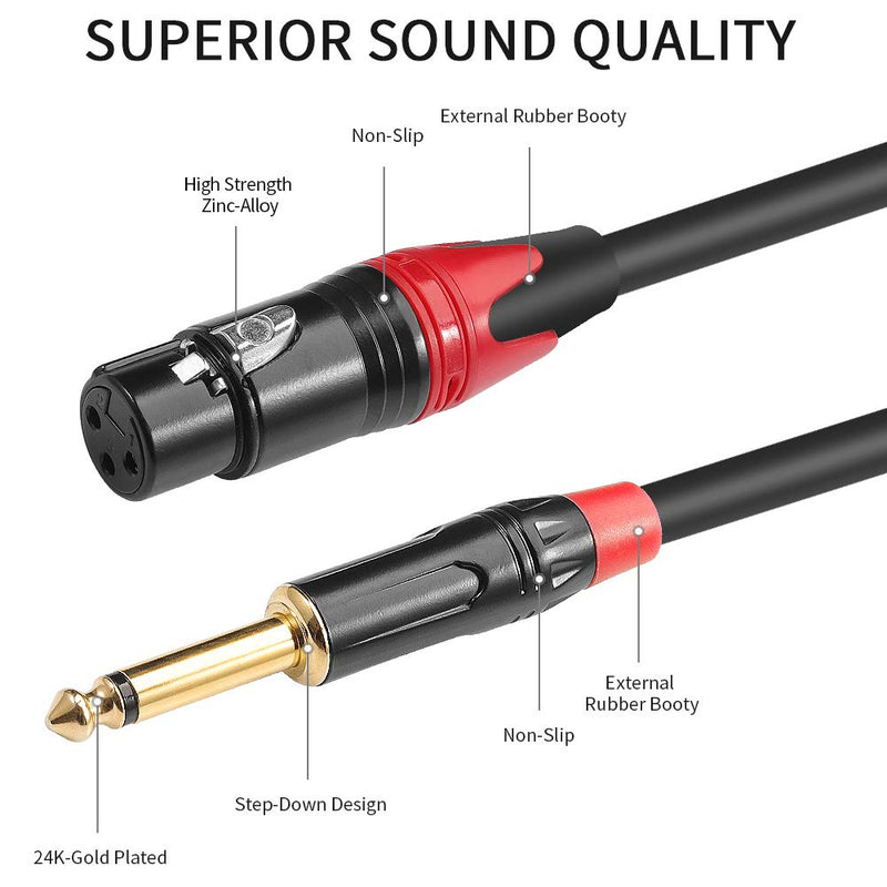  [AUSTRALIA] - DISINO XLR Female to Dual 1/4 inch Y Splitter Cable,Female XLR to Double 6.35mm Mono TS Plug Mic Audio Converter Adapter Cord - 10 feet