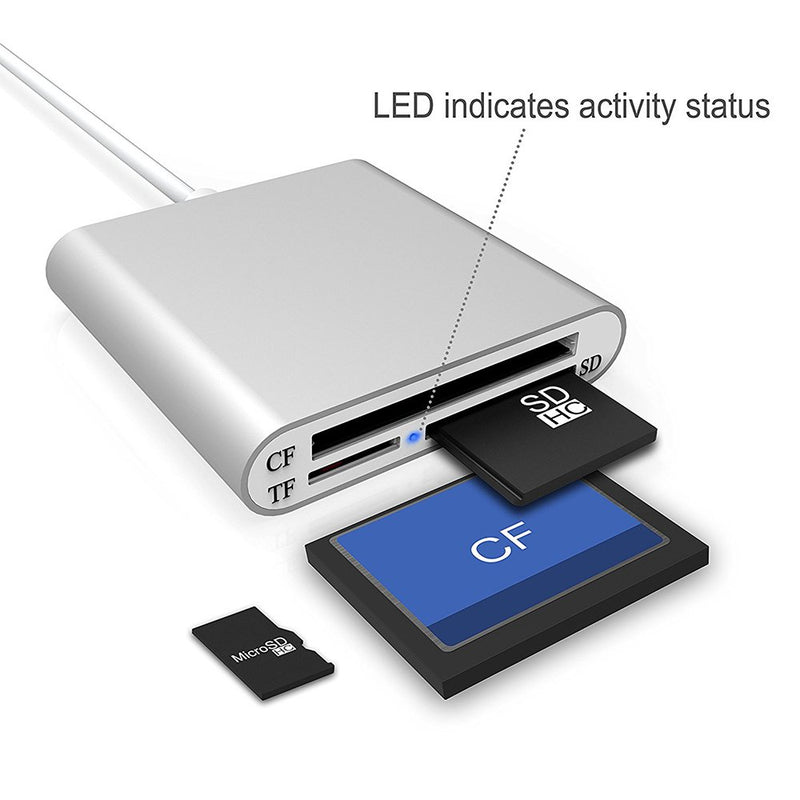 Cateck Aluminum Superspeed USB 3.0 Multi-in-1 3-Slot Card Reader for CF/SD/TF/Micro SD for iMac, MacBook Air, MacBook Pro, MacBook, Mac Mini, PCs and Laptops - LeoForward Australia