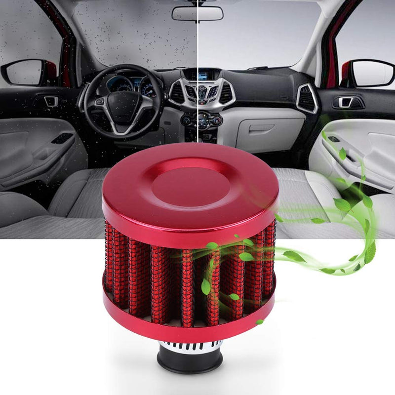  [AUSTRALIA] - Qiilu Universal 13mm 0.5 in Air Filter Cold Air Intake Filter Kit Crankcase Vent Cover Breather Auto Mini Oil Air Intake Filter Cleaner Red