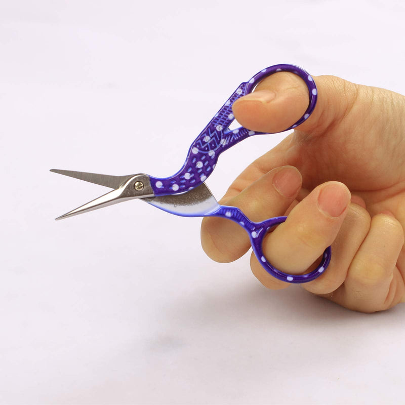  [AUSTRALIA] - BIHRTC Vintage Style Stork Crane Scissors Antique Cutter for Embroidery Cross Stitch Wing Cro Knitting Supplies Handcraft Craft Art Work DIY Tool (Purple White Dot,3.6'')