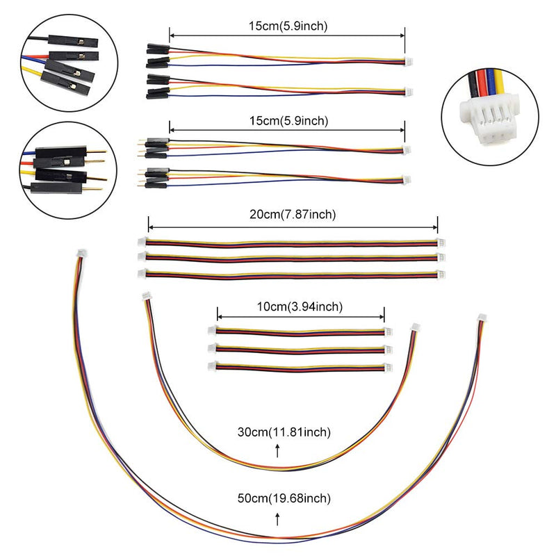  [AUSTRALIA] - I2C Qwiic Cable Kit Stemma QT Wire for SparkFun Development Boards Sensor Board Breakout Breadboard 4 Pin Sh1.0 Connector