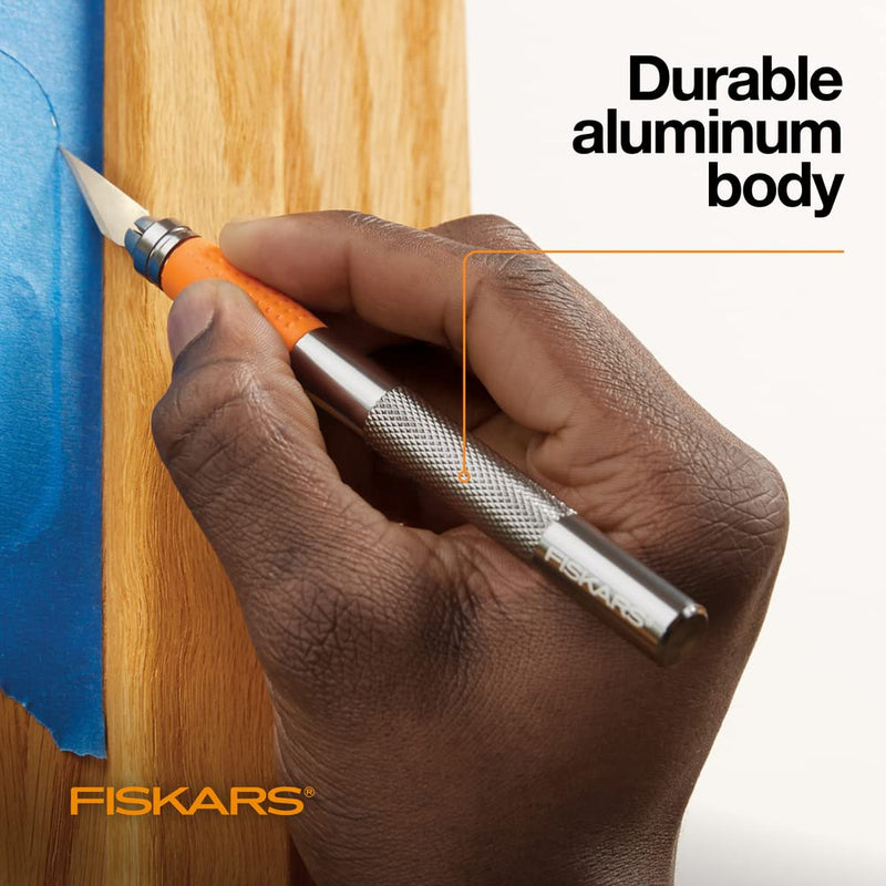  [AUSTRALIA] - Fiskars Heavy Duty Die Cast, Exacto, 8 Inch, Precision Knife for Crafts, Multi Use Blade with Protective Cover, Steel Cast Craft Knife