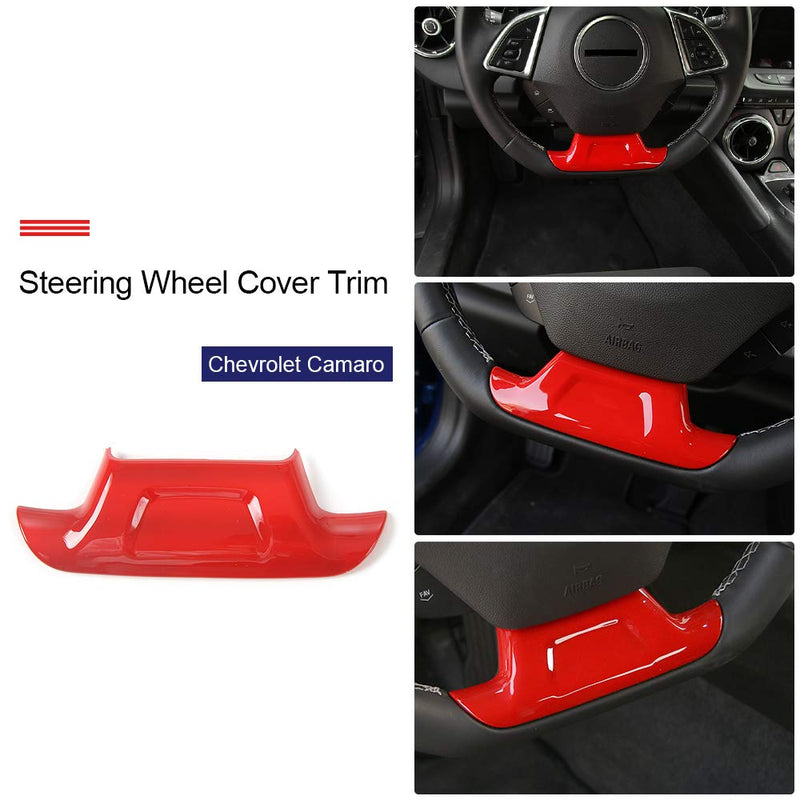  [AUSTRALIA] - RT-TCZ for Camaro Accessories Steering Wheel Trim Decoration ABS Trim Cover for Chevrolet Camaro Interior Accessories 2017 Up (Red 1Pc)