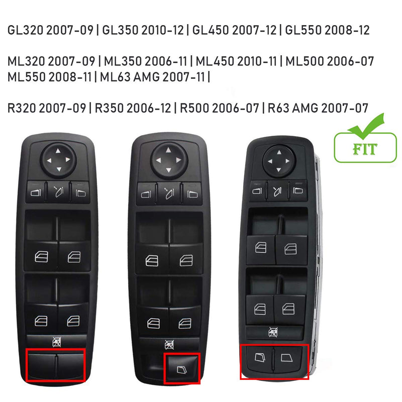Jaronx 2PCS Driver Window Switch Button Covers for Mercedes Benz,Power Window Master Switch Repair Button Caps Lift Button Left and Right Buttons for Mercedes Benz ML GL R Class W164 X164 W251 Window Switch Buttons for W164 X164 W251 - LeoForward Australia