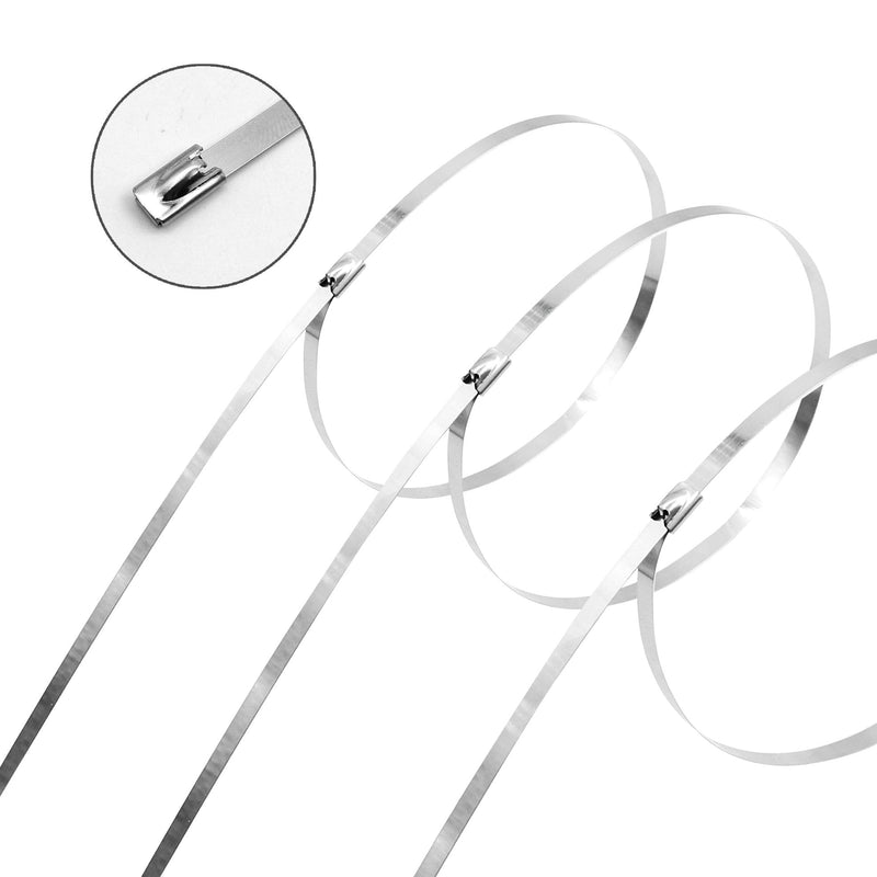  [AUSTRALIA] - MAXSELL 20 Inch Metal Zip Ties, Heavy Duty 304 Stainless Steel Cable Ties, Metal Exhaust Wrap with 200 Lbs Tensile Strength(100 Pcs)