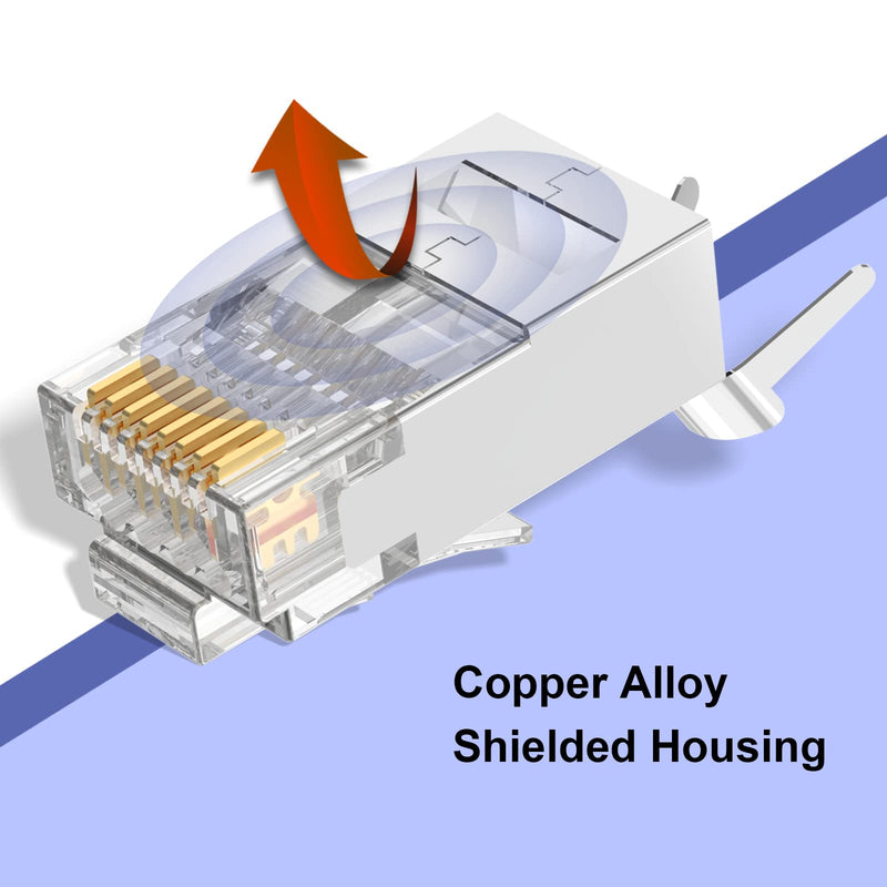  [AUSTRALIA] - VCE (Gen 1) Cat6A/Cat7 Shielded RJ45 Connector Nickel Plated Modular Plug for Cat6A/Cat7 Cable Solid and Stranded Ethernet Wire - 50u Gold-Plated 25 PCS Blue