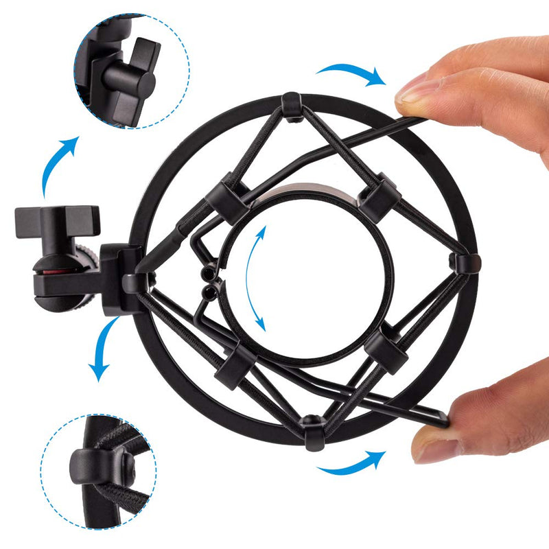  [AUSTRALIA] - LYRCRO Microphone Shock Mount, Mic Anti-Vibration Suspension Shock Mount Holder Clip for 44mm-49mm Diameter Condenser Mic like MXL V67G V67i V69M V87 550 Studio 24 V76T Babybottle SL
