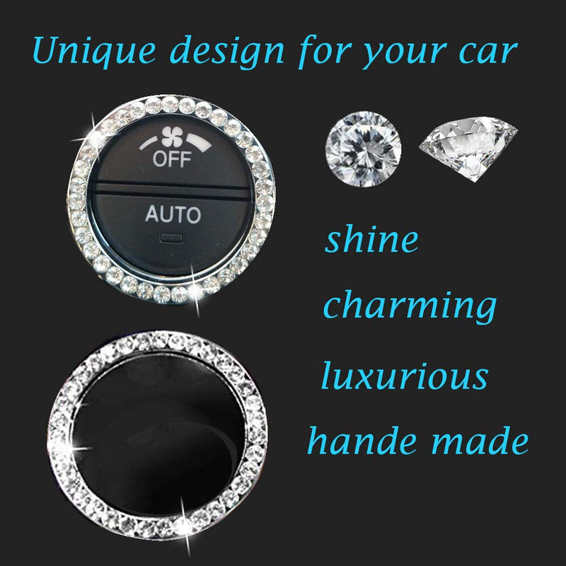 Earthland 2Pcs Crystal Rhinestone Ring for Car Decor, Auto Engine Start Stop Decoration Crystal Interior Ring Decal for Vehicle Ignition Button-Silvery Silver - LeoForward Australia