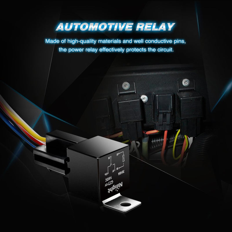  [AUSTRALIA] - Nilight 50003R Automotive Set 5-Pin 30/40A 12V SPDT with Interlocking Relay Socket and Wiring Harness-5 Pack, 2 Years Warranty 5 Pack Relay and Wiring Harness