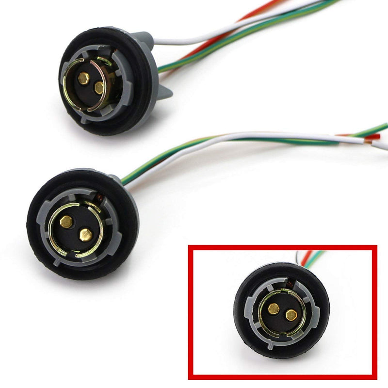  [AUSTRALIA] - iJDMTOY (2) 1157 2057 2357 7528 Metal Socket/Base w/ Pigtail Wiring Harness Compatible With Turn Signal, Brake/Tail Lights or LED Bulbs Retrofit, etc