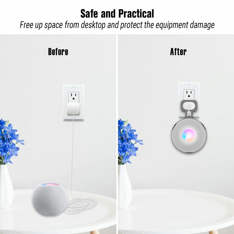  [AUSTRALIA] - HeyMoonTong Outlet Wall Mount Holder Stand Fits for Apple HomePod Mini, A Space-Saving Accessory for HomePod Mini Smart Home Speakers with Cord Management, Hide Messy Wires (Black) Black
