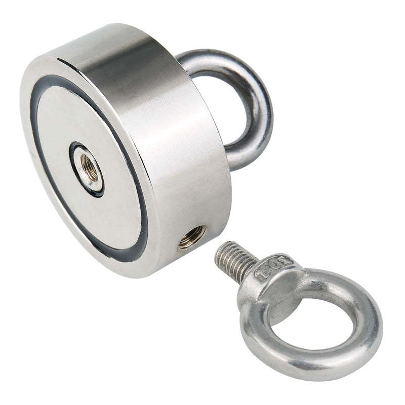 Fishing Magnet (Double-Sided Magnetic) 600LBS Pulling Force Rare Earth Neodymium Magnet with Eyebolt Diameter 2.36 inch (60mm) Superior Magnetics for Underwater Salvage, Retrieval and Recovery - LeoForward Australia