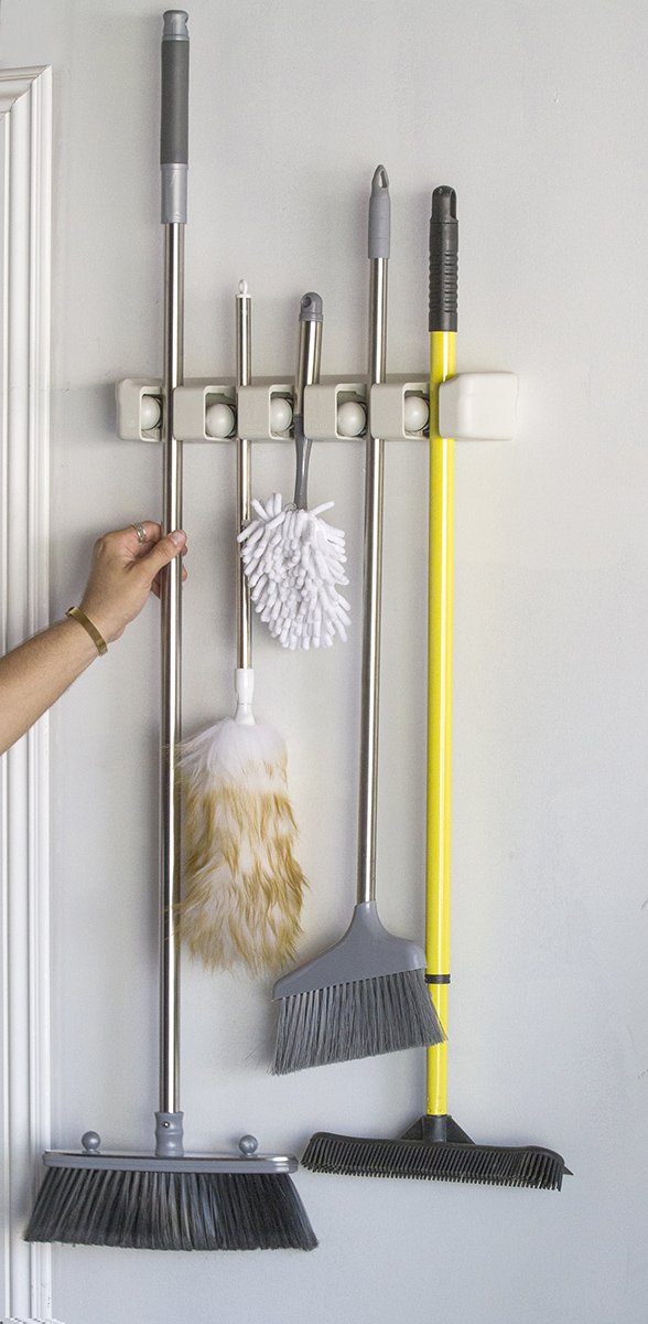 Magic Holder 5 Position Mop and Broom Holder, Floor Mop Holder, Broom Utility Holder, Storage Solutions and Organizers for Cleaning Magic Holder 5 Position - LeoForward Australia