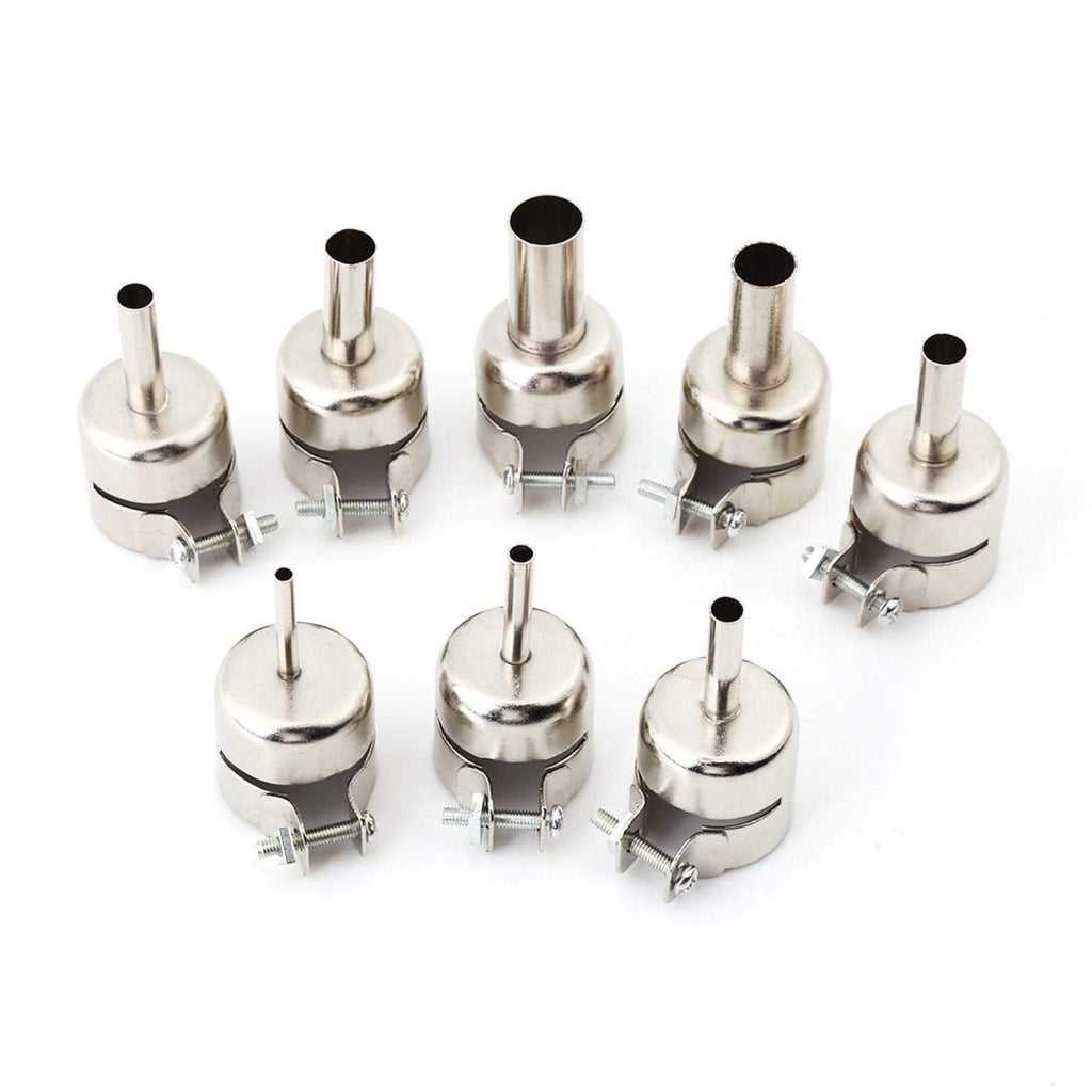  [AUSTRALIA] - 8PCS Nozzles Stainless Steel Round Hot Air Gun Nozzles Kits Hot Air Gun Attachments Soldering Station Repair Tools with Locking Screw (3/4/5/6/7/8/10/12 mm)