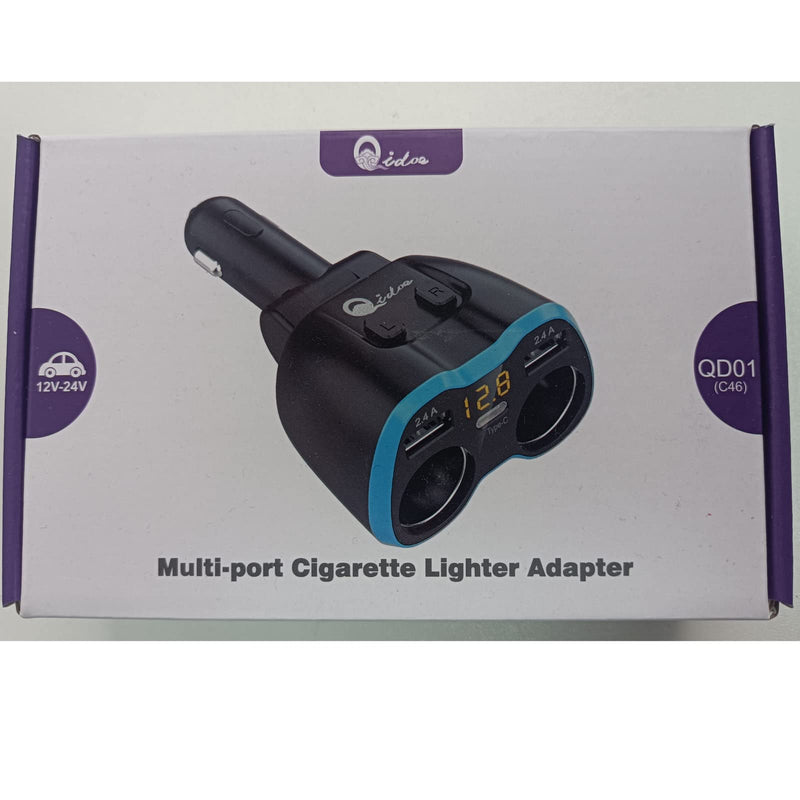  [AUSTRALIA] - USB C Car Charger, Cigarette Lighter Splitter Adapter 2 Socket Type C Multi Power Outlet 12V/24V 80W DC with LED Voltmeter Switch 5.8A Dual USB Port for Mobile Cell Phone GPS Dash Cam