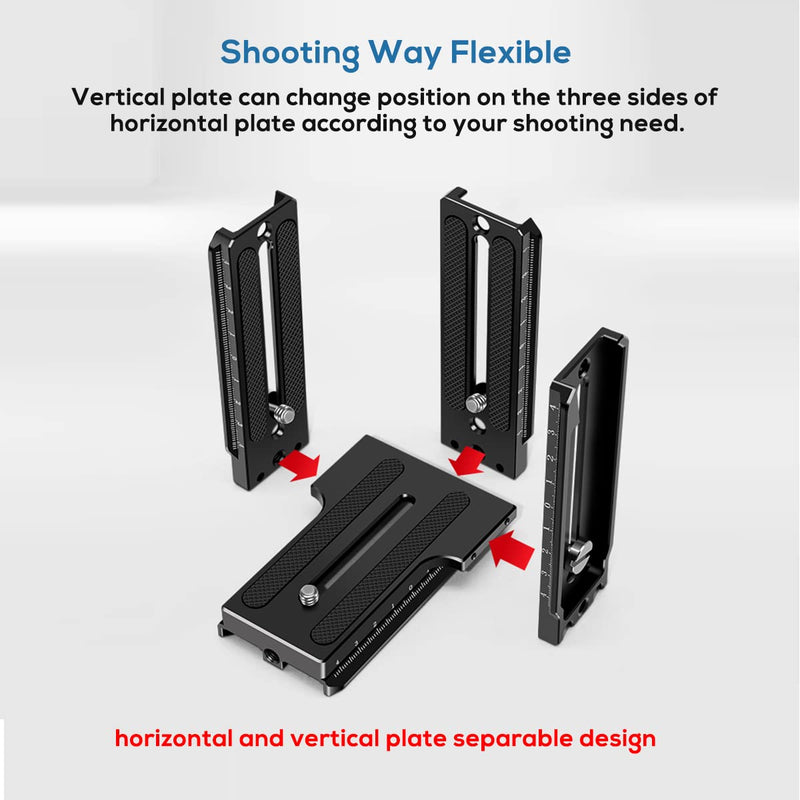  [AUSTRALIA] - EaxanPic Aluminum L Bracket Vertical Horizontal Switching Quick Release Plate for DJI Ronin RS2 RSC2 Zhiyun Weebill-S Gimbal Stabilizer Tripod Monopod and SLRs