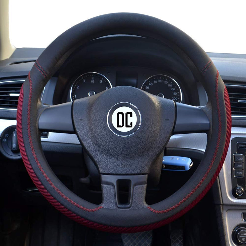  [AUSTRALIA] - DC Steering Wheel Cover Microfiber Leather, Anti-Slip, Odorless, Universal 15inch/38cm Red