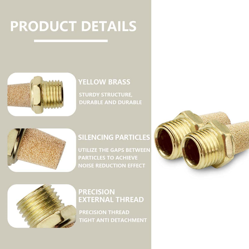  [AUSTRALIA] - Bwintech 10 pieces SL-01 air silencer, 1/8" external thread sintered brass exhaust silencer 1/8"