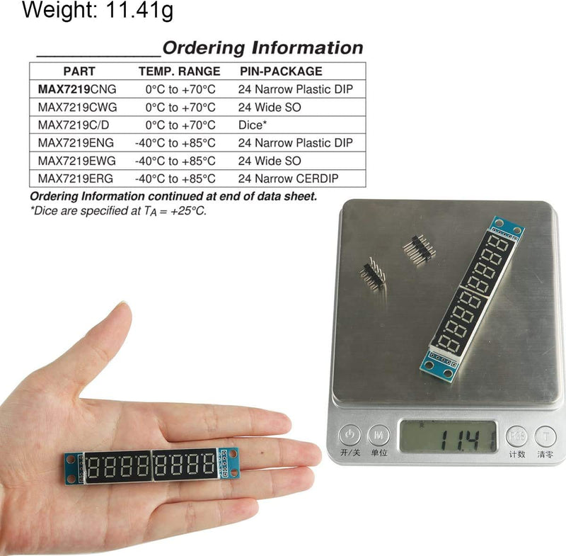  [AUSTRALIA] - DEVMO 4pcs 8-Digit 7 Segment Module MAX7219 8 Bit Digital Segment Tube LED Display Module Supports Cascade Eight Bit Serial 3 IO Ports Compatible with Ar-duino MCU/51/AVR/STM32