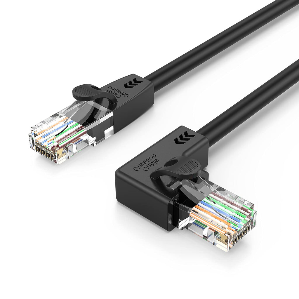  [AUSTRALIA] - CableCreation CAT6 Ethernet Patch Cable with 50U”Gold Plated Contact, 3.3 Feet, Left Angled - Black