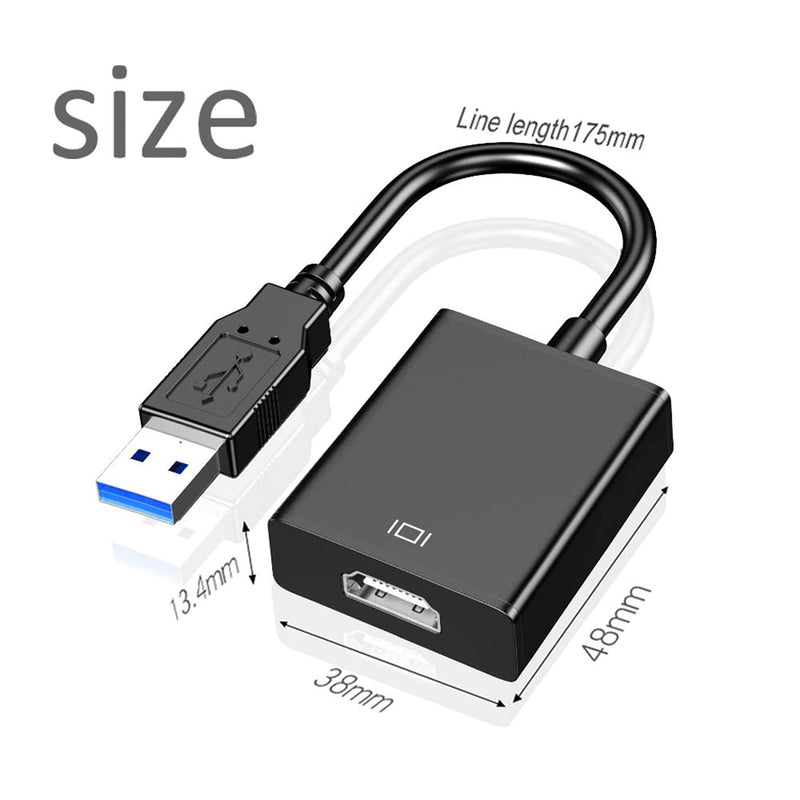  [AUSTRALIA] - Zulpunur USB to HDMI Adapter, USB 3.0/2.0 to HDMI Cable Multi-Display Video Converter- PC Laptop Windows 7 8 10,Desktop, Laptop, PC, Monitor, Projector, HDTV.[Not Support Chromebook] Black