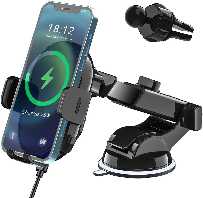  [AUSTRALIA] - SUPERNIGHT Wireless Car Charger, 15W Qi Fast Charging Auto Clamping Phone Holder Mount on Air Vent & Dashboard for iPhone Samsung Galaxy etc, Wireless Auto-Sensing Charger Phone Holder