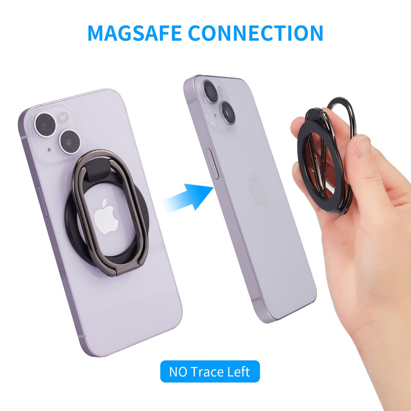  [AUSTRALIA] - Magnetic Phone Ring Holder Stand for MagSafe 360°Rotation Finger Grip Kickstand Adjustable Finger Phone Ring Stand Mag Safe Accessories for iPhone 14/13/12 Series Removable for Wireless Charging Black