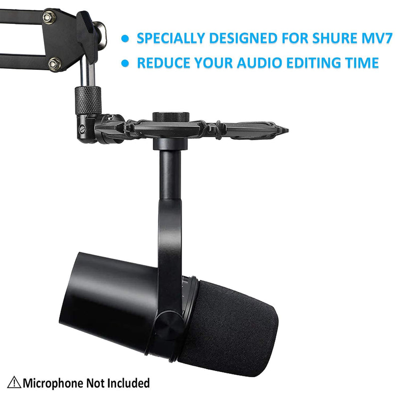  [AUSTRALIA] - Shure MV7 Boom Arm with Pop Filter - Shock Mount with 4 Inch 3 Layers Metal Windscreen Compatible with Shure MV7 Microphone by YOUSHARES