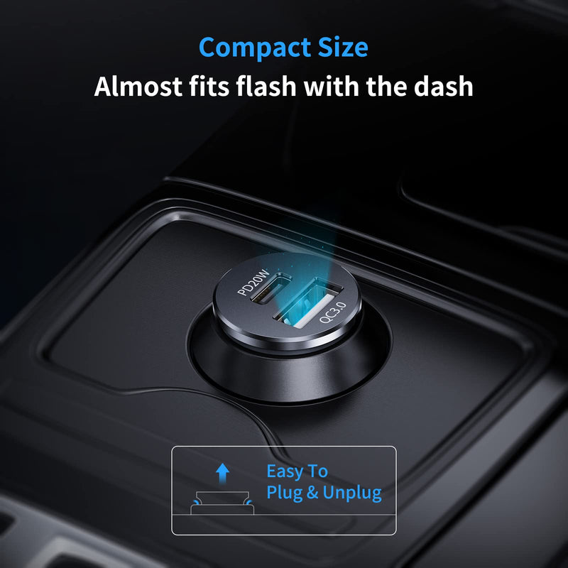  [AUSTRALIA] - Syncwire USB C Car Charger 38W Fast USB Car Charger PD&QC 3.0 Dual Port [Super Mini & All Metal] Car Adapter Cigarette Lighter Compatible with iPhone 14/13/12/12 Pro/12 Pro Max, Samsung S23 and More PD+QC 3.0