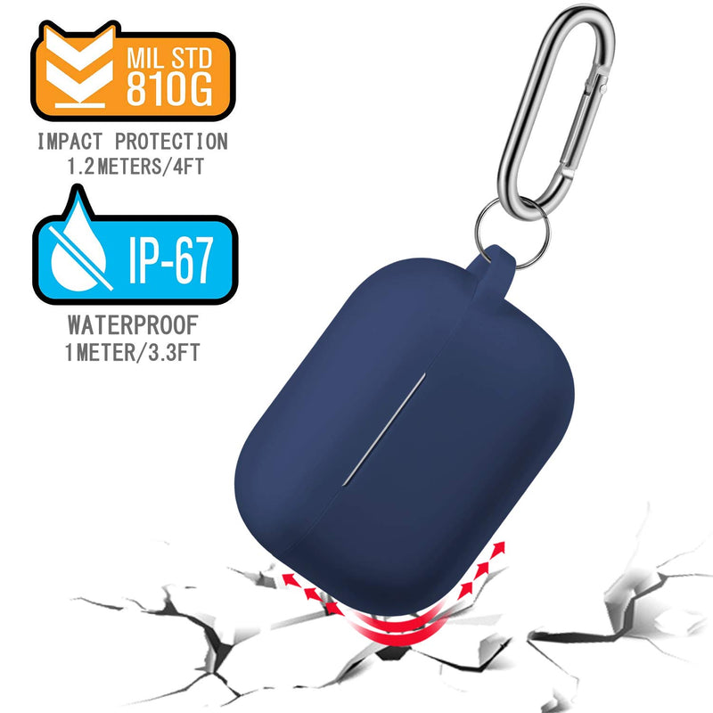  [AUSTRALIA] - AirPods Pro Case Cover with Keychain, Full Protective Silicone AirPods Skin Cover for Women Men with Apple 2019 Latest AirPods Pro Case, Front LED Visible-Midnight Blue A-Midnight blue