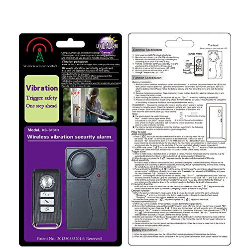  [AUSTRALIA] - Mengshen Wireless Vibration Alarm, Anti-Theft Burglar Alarm for Bicycle/Bike/Motorcycle/Car/Vehicles/Door/Window, 110db Super Loud (Remote Control Included)