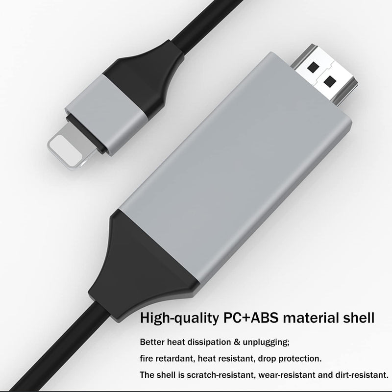  [AUSTRALIA] - [Apple MFi Certified]Lightning to HDMI Adapter for Phone to TV,HDMI 2K 6.6 Feet Cable,Compatible with iPhone,iPad Sync Screen Connector Directly on HDTV/Monitor/Projector NO Need Power Supply (BLACK) BLACK