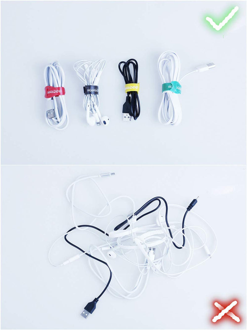  [AUSTRALIA] - NuNudoo Reusable Cable Straps, Cable Wrap Ties,6 Inches Hook and Loop Cord Ties for Cable Management (80,Muticolor) … 80 Muti-Color