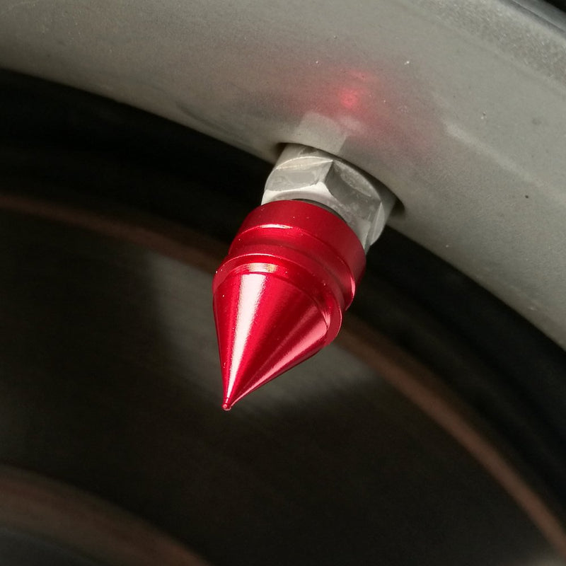 Senzeal 5X Impale Spike Style Polished Aluminum Alloy Tire Valve Caps Red - LeoForward Australia