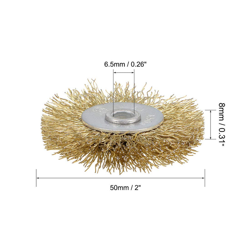  [AUSTRALIA] - uxcell 2-Inch Wire Wheel Brush Bench Brass Plated Crimped Steel with 1/4-Inch Arbor Hole 5 Pcs