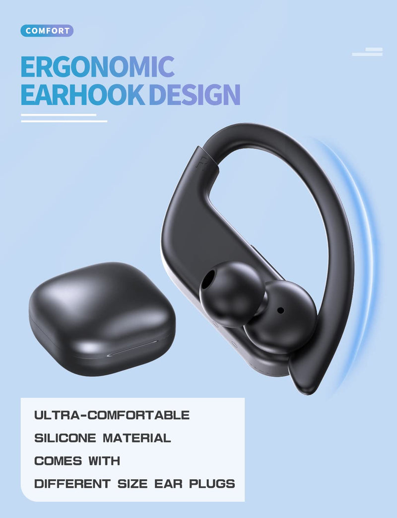  [AUSTRALIA] - Wireless Earbuds Sports Bluetooth 5.1 Headphones Earhook Noise Cancelling, 50H Wireless Ear Buds Over Ear with Charging Case, Bluetooth Earphone for Samsung Android, Audifonos Bluetooth inalambricos